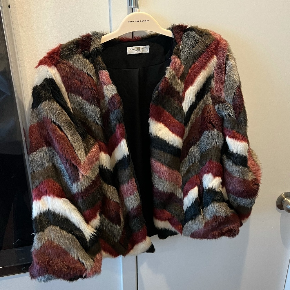 Waverly Grey Faux Fur Jacket M